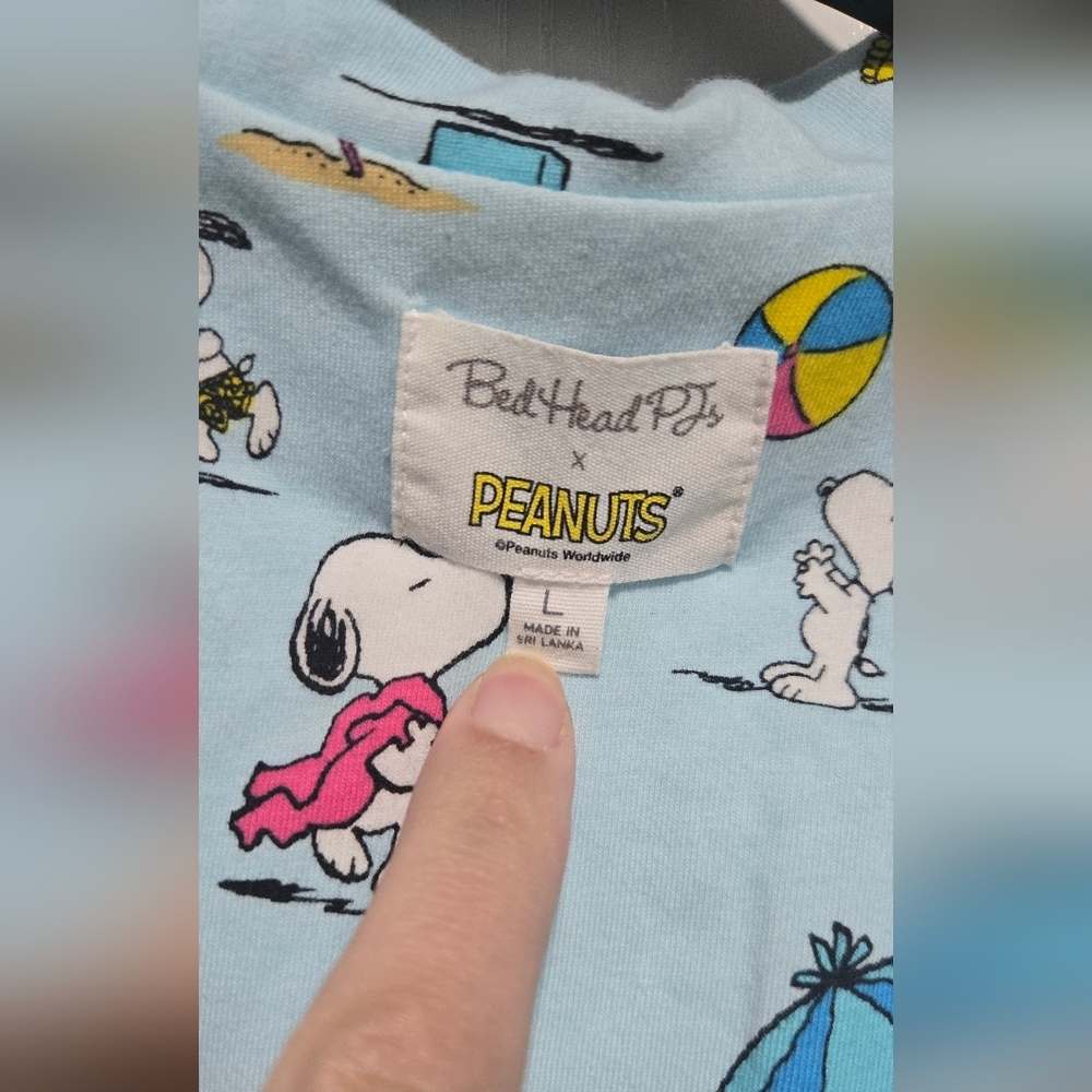 BedHead X Peanuts Blue Surf Sand Beach Snoopy Print Pajama Set Size Large - Picture 3 of 12
